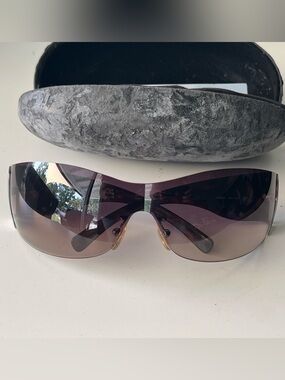 Vintage PRADA Tribal Rare2Find Y2K Tortoise Rimless Shield Sunglasses
